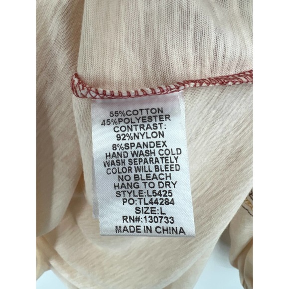 umgee cream and floral sleeves oversized boho shirt blouse top size large - Picture 7 of 8